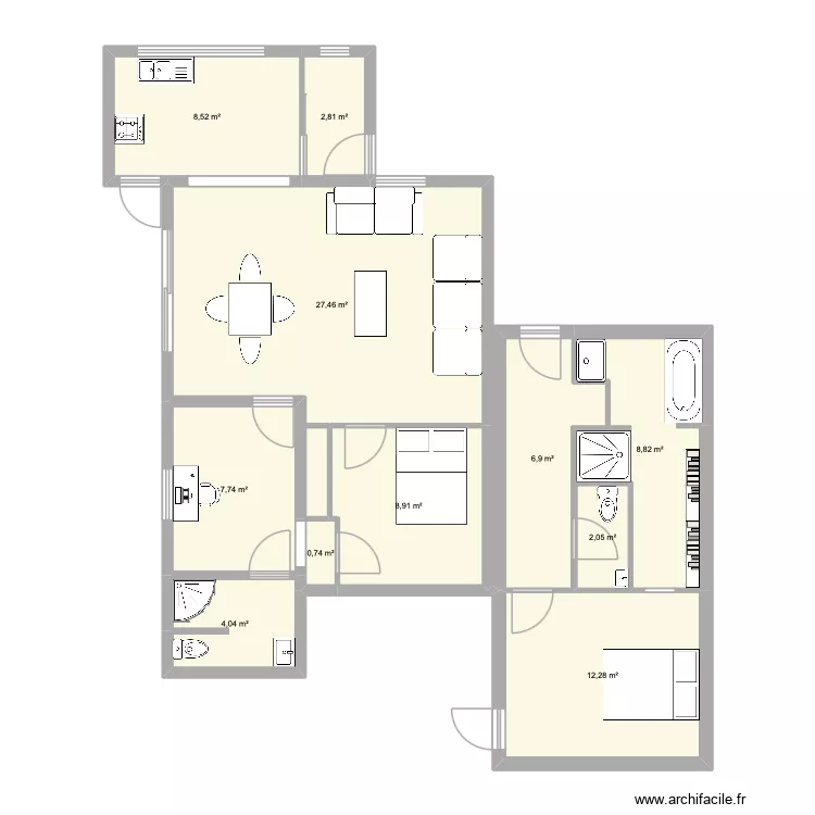 POLAN. Plan de 11  et 90 m²