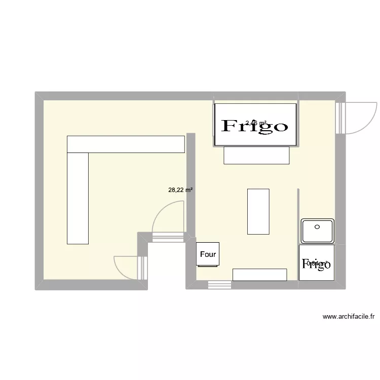 loucherez. Plan de 3 pièces et 32 m²