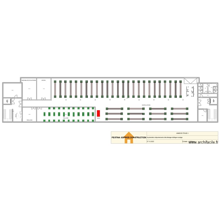 Annexe étage 4. Plan de 17 pièces et 1100 m2