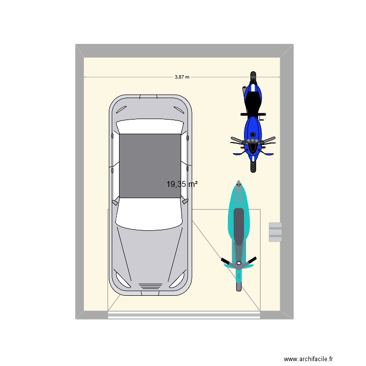 garage. Plan de 1 pièce et 19 m2