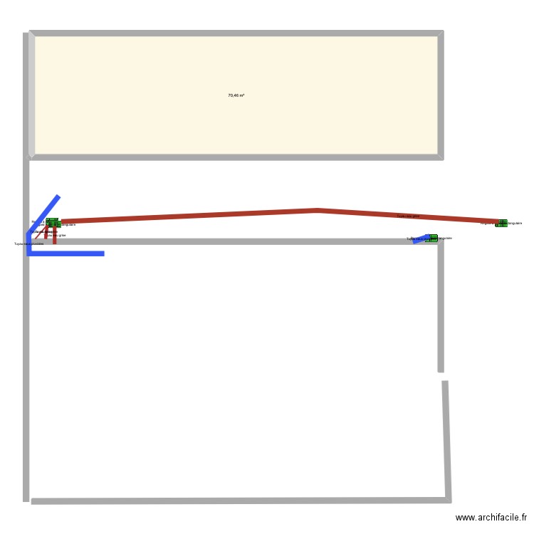plan eau. Plan de 1 pièce et 70 m2