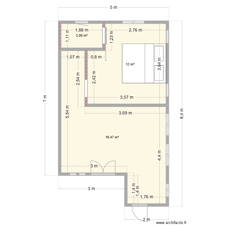 AT2025. Plan de 3 pièces et 34 m2