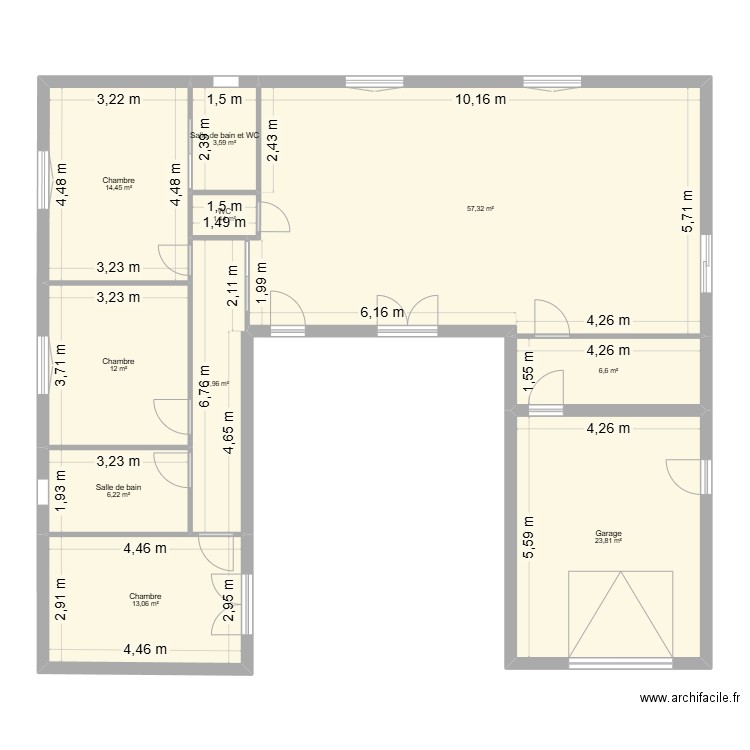 PROJET 1. Plan de 10 pièces et 146 m2