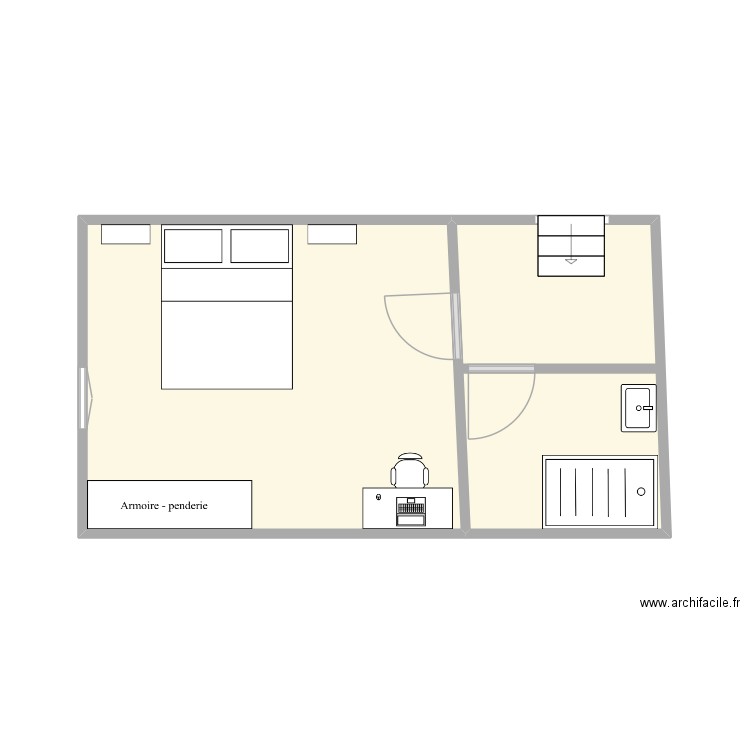 CHAMBRE 2 + SALLE D EAU. Plan de 2 pièces et 25 m2