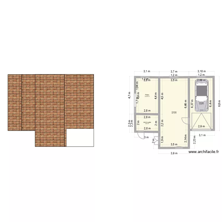 3Toit. Plan de 4  et 67 m²