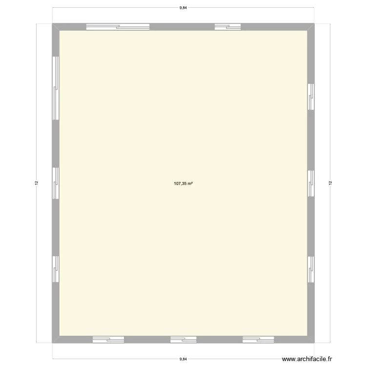 INTERIEUR VIDE. Plan de 1 Pièce et 107 m²