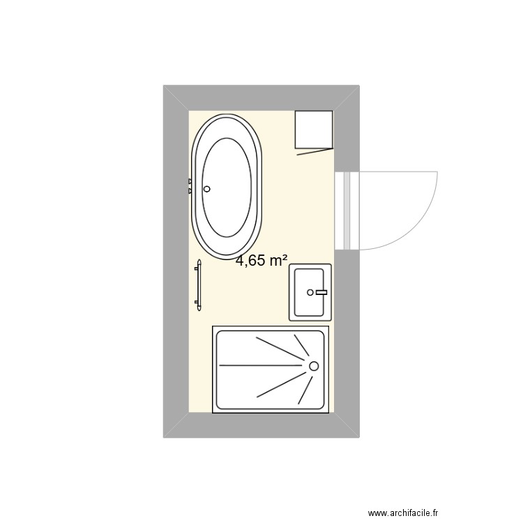 Salle de bain. Plan de 1 pièce et 5 m2