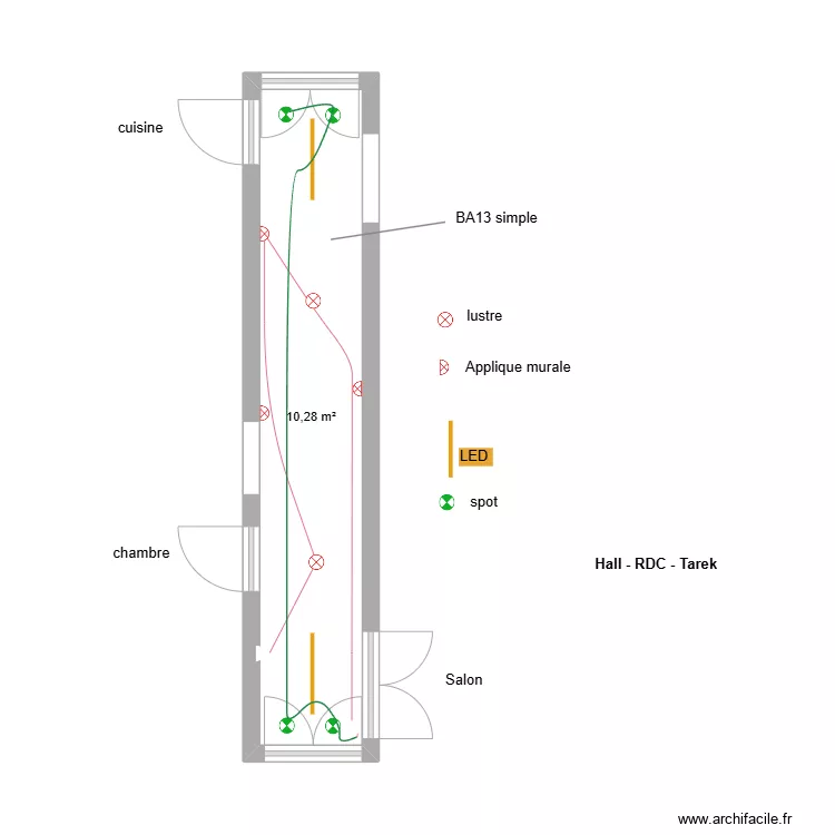 couloir rdc plafond. Plan de 