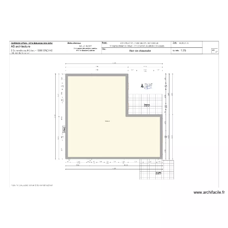 Lot 25. Plan de 1  et 132 m²