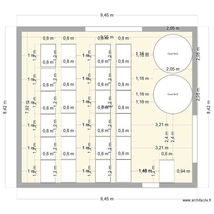 Ecloserie 5. Plan de 1 pièce et 71 m2