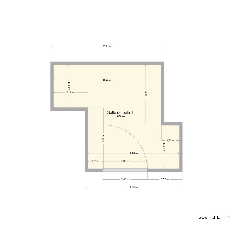 Salle de bain 1. Plan de 1 pièce et 4 m2