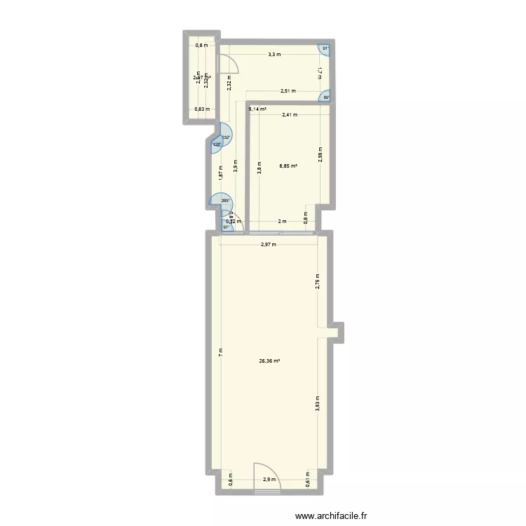 Zozushi. Plan de 4  et 46 m²