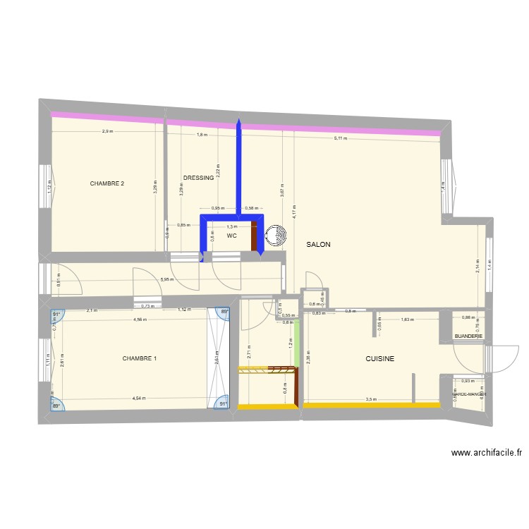 Plan Définitif new version avec isolation. Plan de 16 pièces et 108 m2