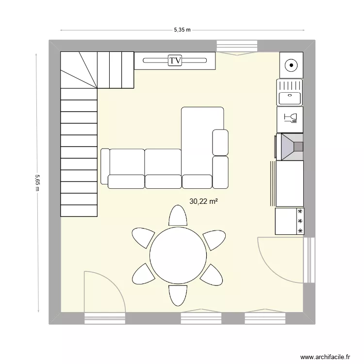 ecole rez de chauss&eacute;e. Plan de 1  et 30 m²
