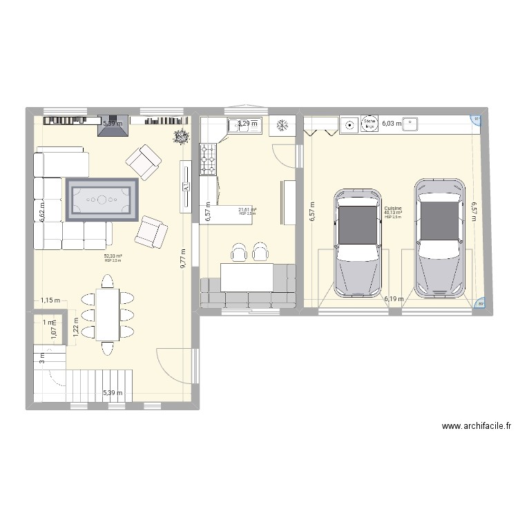CHAPET 3. Plan de 3 pièces et 114 m2