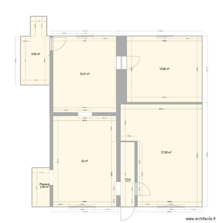 appart 1. Plan de 7 pièces et 100 m2