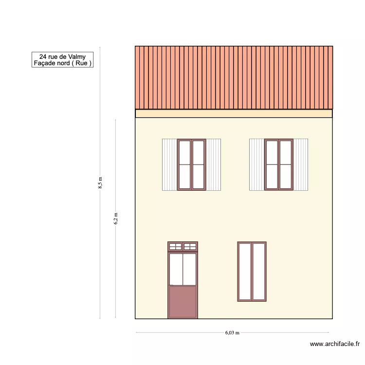 fa&ccedil;ade nord. Plan de 