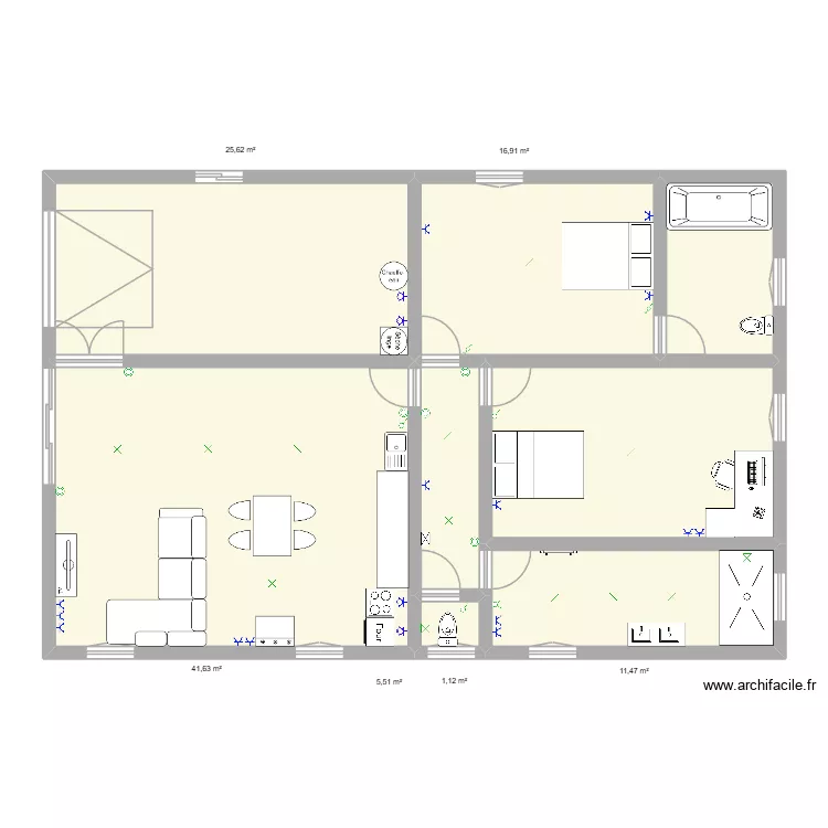 Risoul SDB 1. Plan de 8 pièces et 130 m² Risoul SDB 1. Plan de 8 pièces et 130 m²