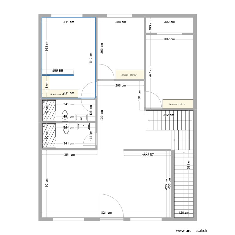 RC 1. Plan de 7 pièces et 116 m2