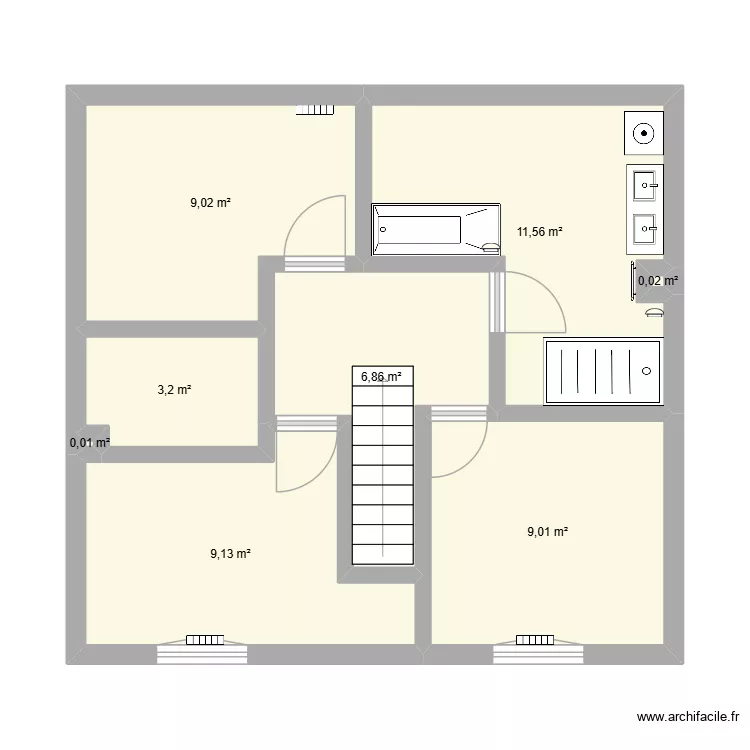 1ER TAGE MAISON. Plan de 8  et 49 m²