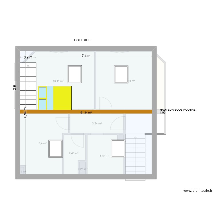 maison2A. Plan de 10 pièces et 96 m2