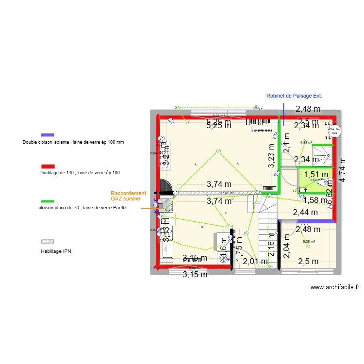 Camaret RdC  projet Elec. Plan de 9 pièces et 49 m2