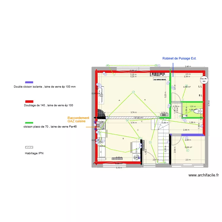 Camaret RdC  projet Elec. Plan de 9  et 49 m²