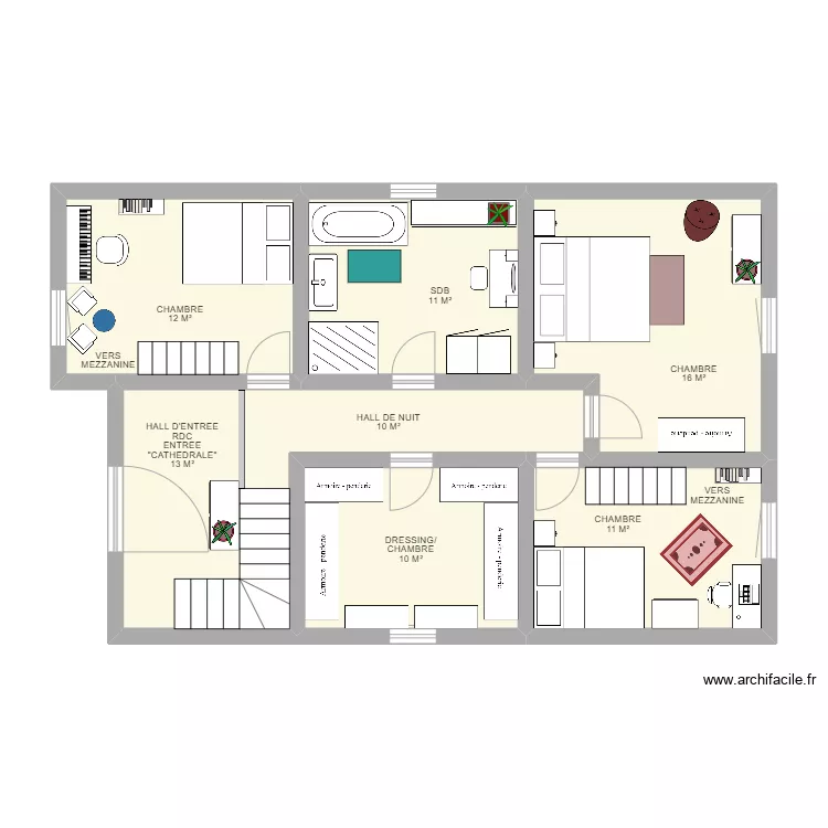 1er ETAGE FEROOZ. Plan de 6  et 75 m²