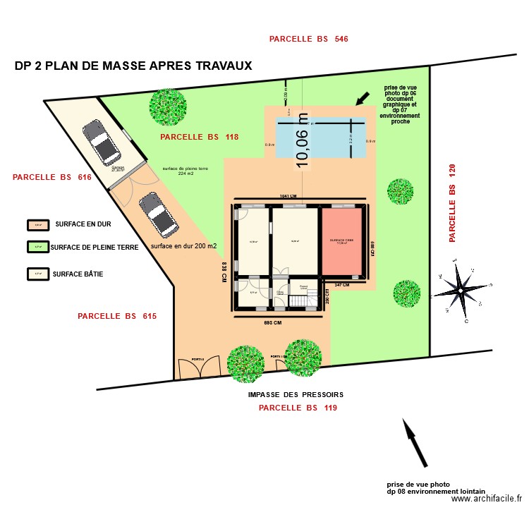 DP2 avant TRAVAUX plan piscine. Plan de 24 pièces et 655 m2
