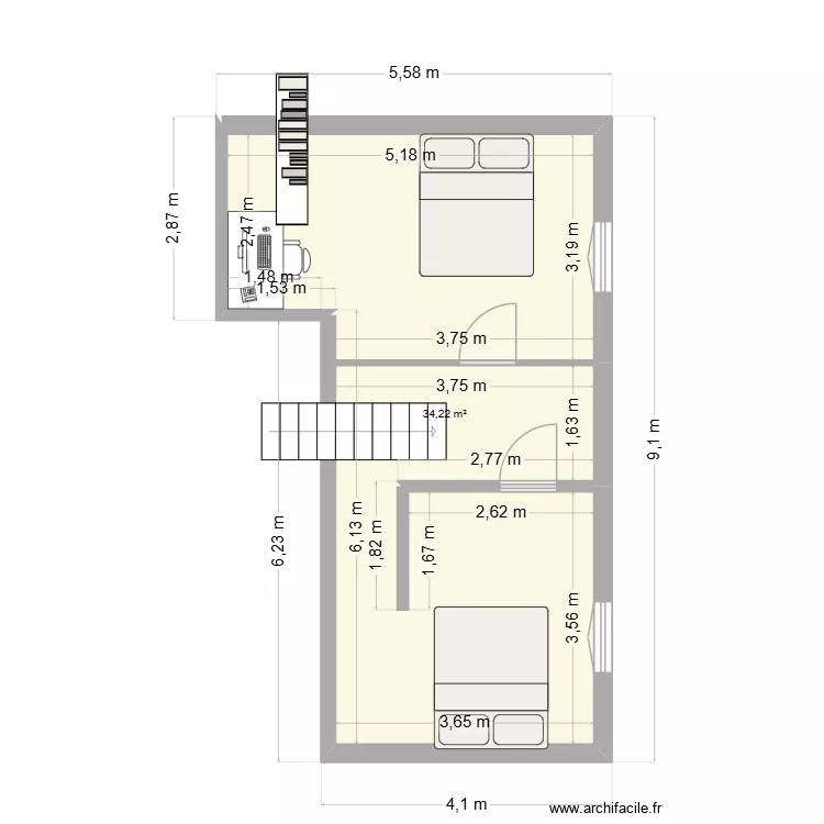 etage grange 2. Plan de 1 et 34 m² etage grange 2. Plan de 1 et 34 m²