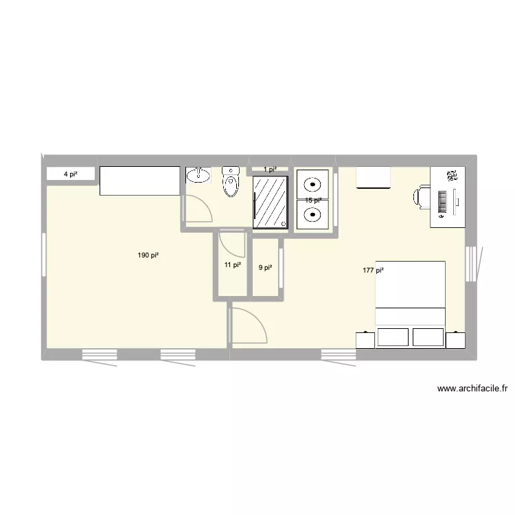 402 Victoria version B2e. Plan de 7  et 38 m²
