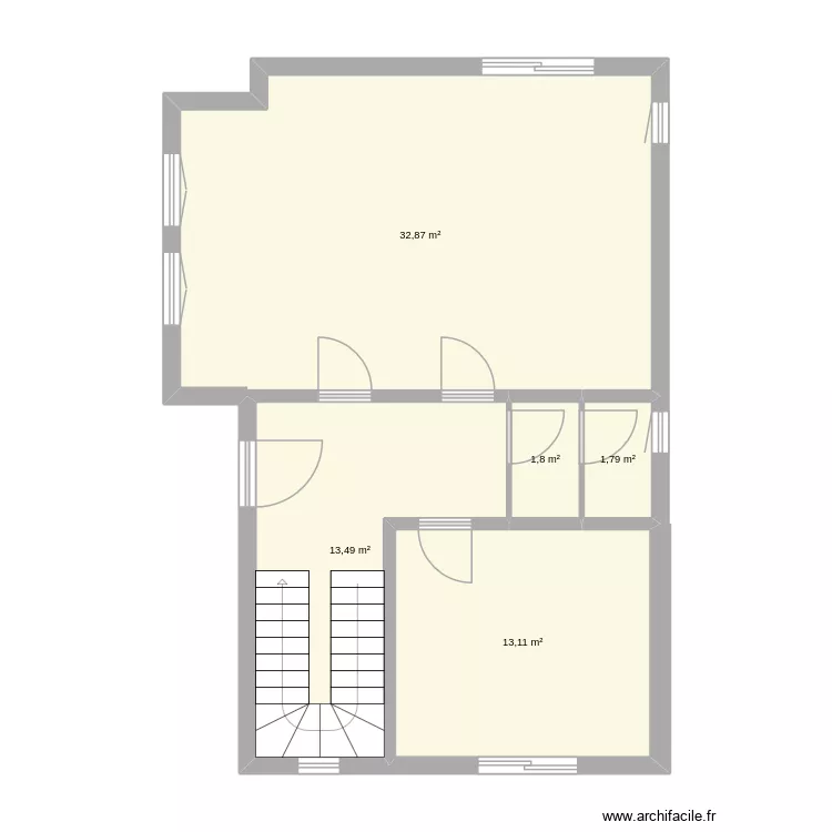 Roquettes_etage1. Plan de 5 Pièces et 63 m²