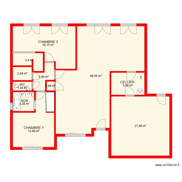 BI 29013. Plan de 12 pièces et 126 m2