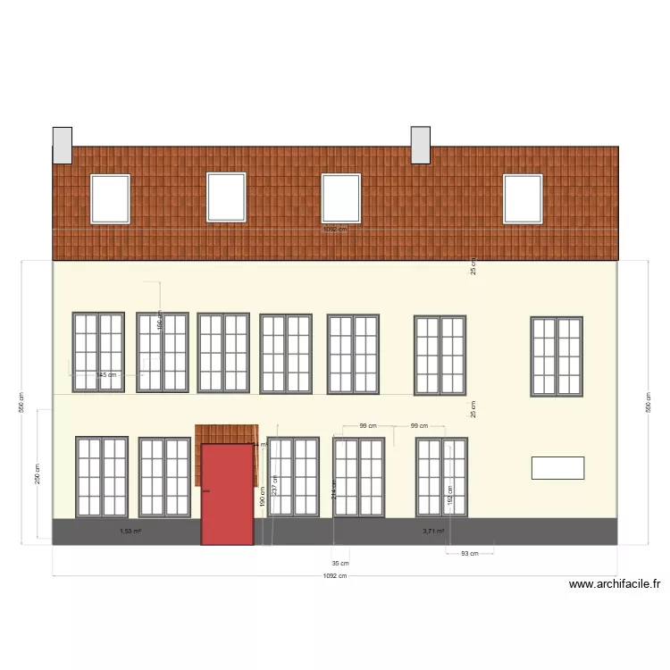 DP4 PLAN FACADE  apr&egrave;s travaux. Plan de 