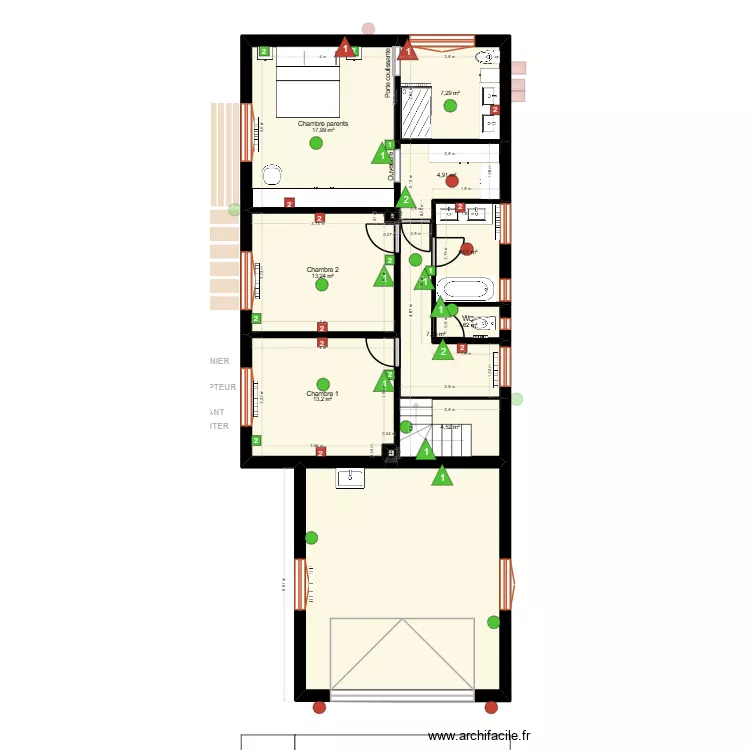 Plan final 25-02-26 &eacute;lectricit&eacute;. Plan de 22  et 218 m²