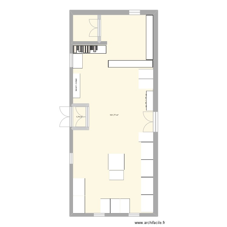 salle 1. Plan de 2 pièces et 104 m2