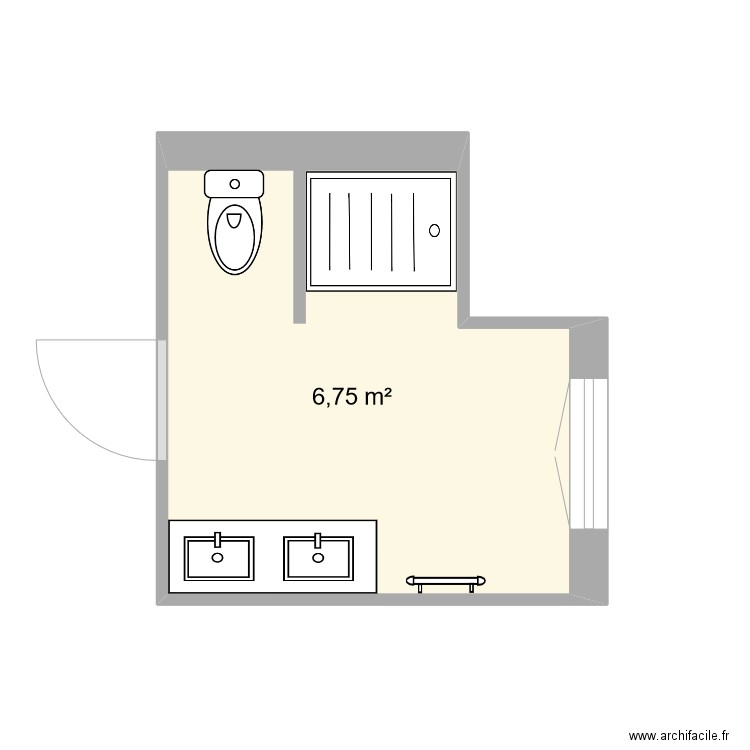 Plan Salle de bain M.Tanguy. Plan de 1 pièce et 7 m2