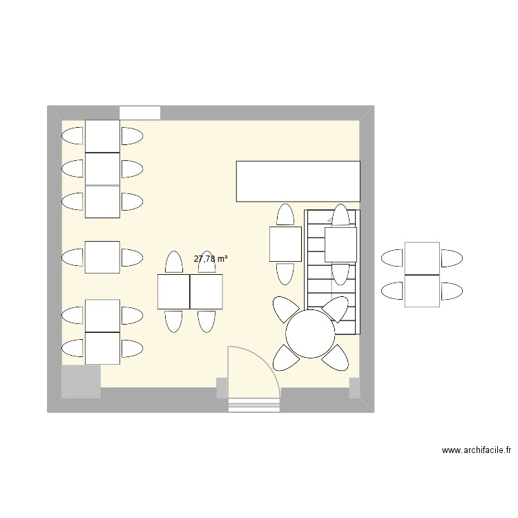 resto salle. Plan de 1 pièce et 28 m2
