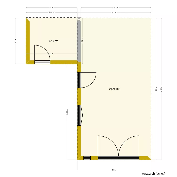 plan 02. Plan de 2  et 37 m²