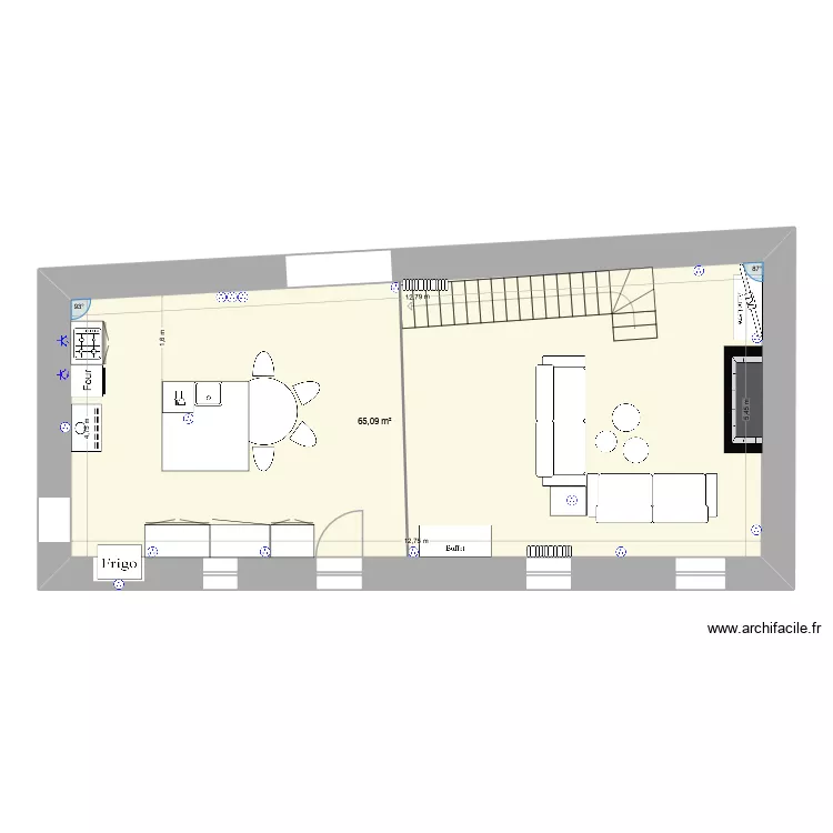 RDC Sud Est am&eacute;nag&eacute; chauffage + &eacute;lec. Plan de 1  et 65 m²