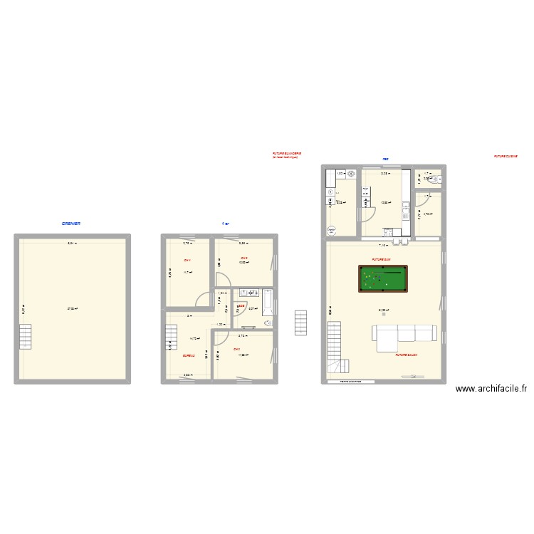 Wagnelée (situation projetée) variante. Plan de 11 pièces et 202 m2