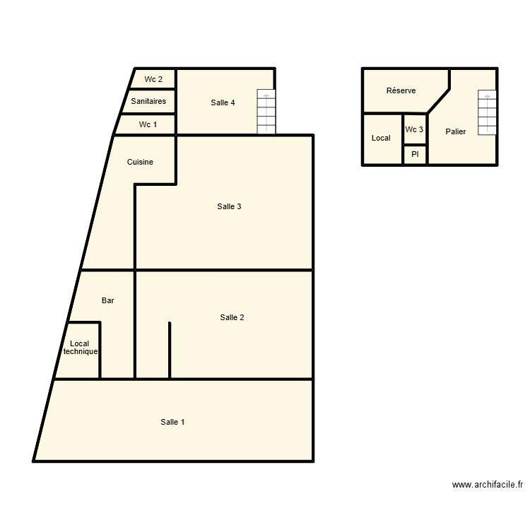 Pichavant restaurant. Plan de 13 pièces et 89 m2