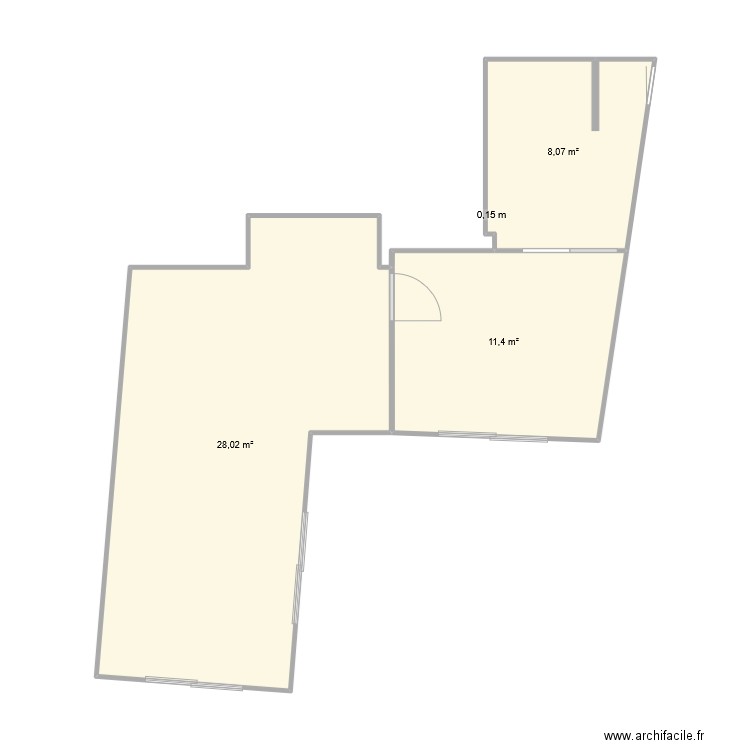 Extension. Plan de 3 pièces et 48 m2