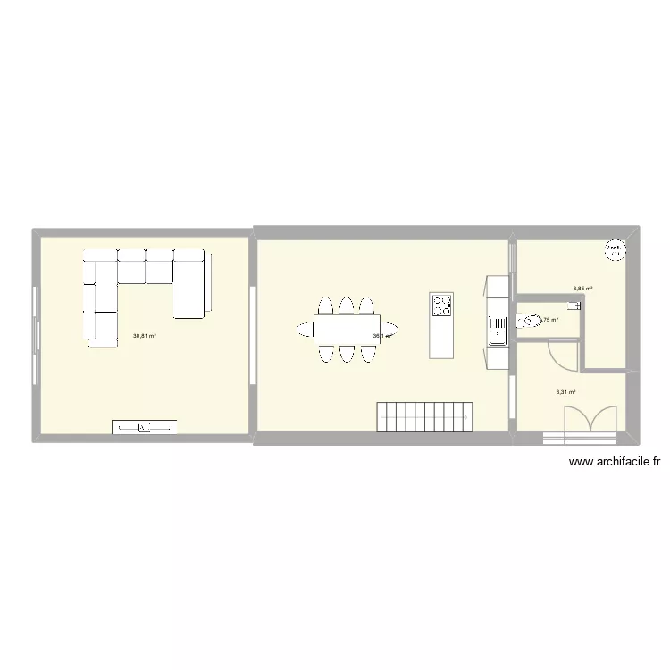 Grange RDC. Plan de 5  et 82 m²