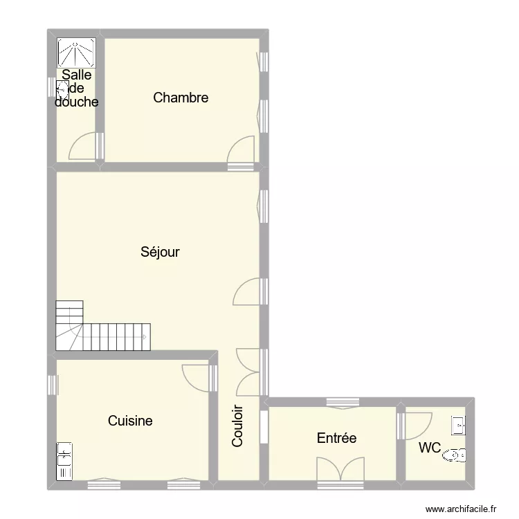roulleua rdc. Plan de 6  et 88 m²