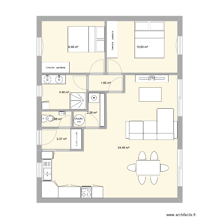 Maison Gaelle 2. Plan de 8 pièces et 67 m2