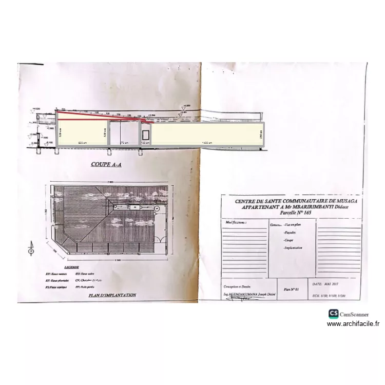 coupe A-A 100825. Plan de 