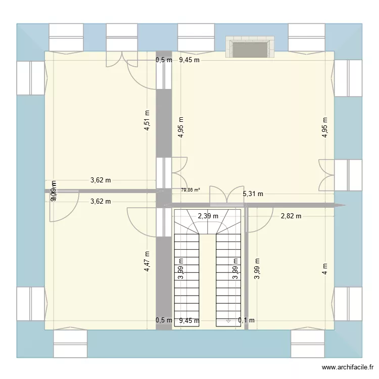 Zicavo 2 etage. Plan de 1  et 80 m²