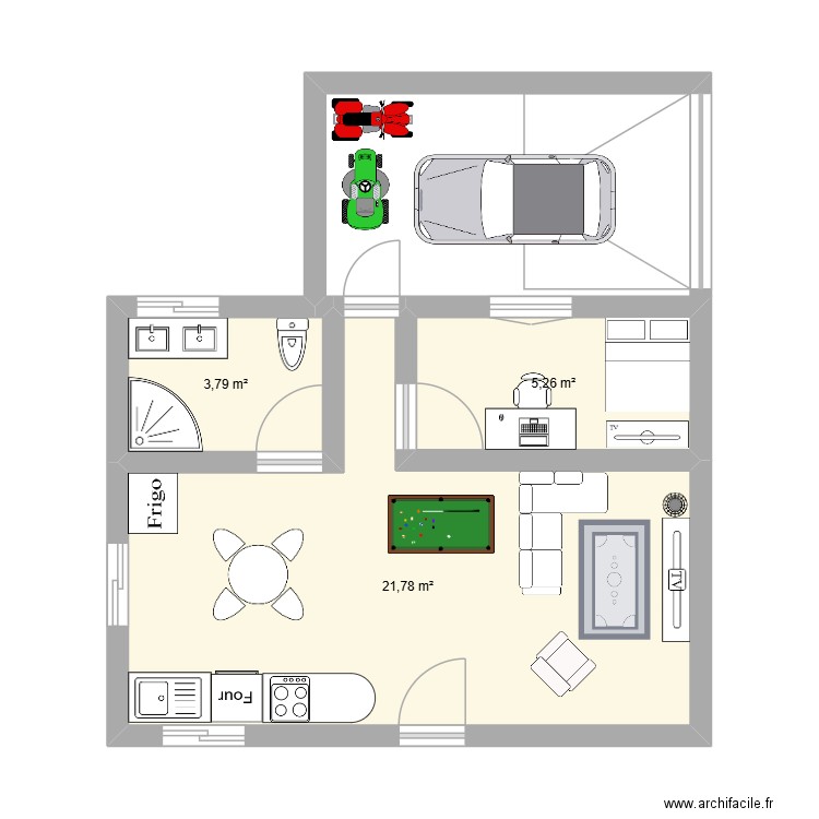 maison. Plan de 3 pièces et 31 m2