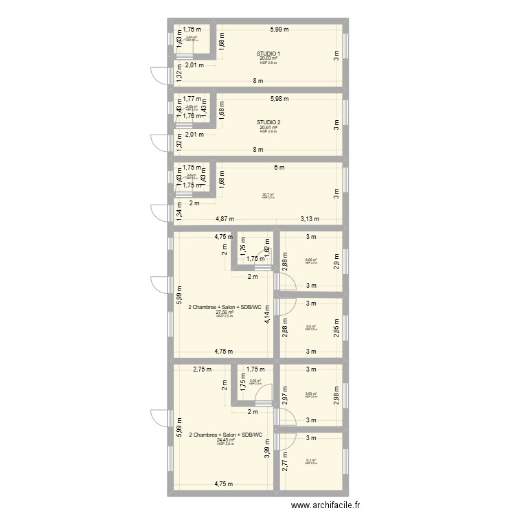 Plan 2. Plan de 13 pièces et 159 m2
